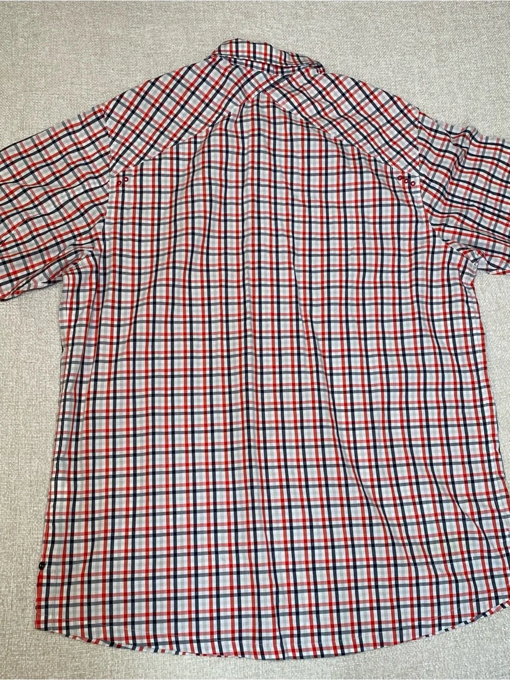 Rare Jordan Short Sleeve Plaid Button Up Shirt Men L Red Black White Streetwear